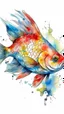 Placeholder: Create a fish with a smear . watercolor drawing fine line draw