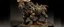 Placeholder: A bronze fire elemental bull designed in Japanese Oni masks painted by Qiu Ying