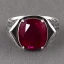 Placeholder: ruby signet ring with braided tungsten and titanium, braided band, brushed steel, men's jewellery