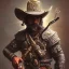 Placeholder: Insanely detailed photograph of an “ a mustachioed cowboy warrior ” with detailed Sombrero, intricate charo,cigar,crossbow in hand, hyperdetailed painting by Ismail Inceoglu Huang Guangjian and Dan Witz CGSociety ZBrush Central fantasy art album cover art,8K, hdr, mysterious, flickeringlights ,Stoic