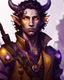 Placeholder: male humanoid tiefling, pirate, pale white skin, yellow eyes, purple lighting, small ears