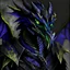Placeholder: Draxion Darkwing is a dragonborn warlock who has gone through a transformation due to his obsession with dark and forbidden magic. His appearance now reflects the dark powers he has acquired. He has deep blue scales that seem to absorb light, rather than reflect it. His eyes are a sickly yellow-green color, and his sharp teeth are stained with a faint purple-black tint. His overall appearance exudes a sense of foreboding and menace, making him an intimidating figure to behold. This description c