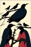 Placeholder:  a group of crows that are on top of each other, a poster by Nōami, ukiyo-e, anime aesthetic, minimalist.