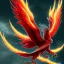 Placeholder: a detailed illustration of a black and red phoenix sitting on a branch of a tree, phoenix wallpaper, luminescent body, glinting wings, full body, symmetrical body, realistic, glowing wings, sharp focus, meticulously detailed, soft evening sky, 64k