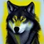 Placeholder: Black red and yellow wolf