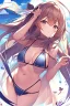 Placeholder: an anime waifu at the beach in a bikini back floating