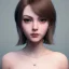 Placeholder: potrait girl look beautiful, eyes like ocean blue, short hair, smile, 8k, rtx, eyebrows like serious, facing left, real, cute, angry expression, tsundere, hyper realistis, hyper details, color schema aesthetic, full body