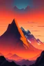 Placeholder: big rock mountains with and orange dawn sky with no clouds close montains anime style