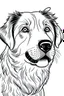 Placeholder: "A black and white line art illustration of a realistic [dog breed] in a coloring book style, with thick outlines defining the fur texture and simple shapes, on a plain white background." Examples: "A black and white line art illustration of a realistic golden retriever in a coloring book style, with thick outlines defining the fur texture and simple shapes, on a plain white background." "A black and white line art illustration of a realistic pug in a coloring book style, with thick outlines de