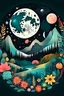 Placeholder: Boho Chic Floral Forest Nature Mountain Moon