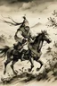 Placeholder: general yue fei in battlefield in chinese ink painting