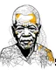 Placeholder: simple outlines art, bold outlines, clean and clear outlines, no tones color, no color, no detailed art, art full view, full body, wide angle, white background, Nelson Mandela