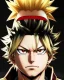 Placeholder: Detailed anime portrait of bakugo from my hero academia, gold hair and golden eyes, black suit, intricate details, full body portrait, keep head in frame, slight smile, black Japanese motif, concept art, highly detailed, digital painting, concept art, sharp focus, illustration, art by Yoji Shinkawa, WLOP and greg rutkowski and alphonse mucha and artgerm and yanjun Chen and Junji ito and Makoto Shinkai, HDR, octane render