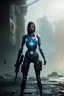 Placeholder: portrait,beautiful gun girl robot, post-apocalyptic in a cyberpunk city, realistic, intriacte detail, sci-fi fantasy style, volumetric lighting, particales,highly detailed,cinamatic, deep