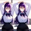 Placeholder: Clear focus, 8k, high quality, detailed, beautiful lighting, girl, vibrant colors, purple long hair, vibrant golden eyes, office clothes, glasses, messy hair, sitting, stretching, arms above head,