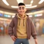 Placeholder: a portrait of smiling young cute western man. caricature. black hair. short buzz cut hair style. light skin. dark eye pupils. small eyes. black thick eyebrow. small short round face shape. a bit small goatee, without moustache. big nose. thick mouth. white sweater hoodie. pixar style. 3D. 4k. portrait. highly detailed. sharp focus. high resolution. full color. cinema lighting