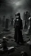 Placeholder: Art, fantasy,dark,scary, gathering,Gothic cemetery , a child