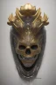 Placeholder: black male African Egyptian alien, cracks in the voodoo head, wicked, eyes, crown, Elephant, 8k, finely detailed, photo realistic, tiger turquoise skull head gold dragon space alien snow skeleton gold teeth silver crown silver space face mask