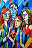 Placeholder: picasso style cubism 5 people