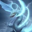 Placeholder: ice dragon with white mask and lightning aura