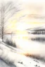 Placeholder: Rolling hills, lake, winter, snow, sunrise Modifiers: smooth intricate high definition beautiful lighting pencil sketch watercolor polished warm light watercolor and ink LNF