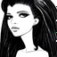 Placeholder: black and white, high contrast, comic book drawing, nankin drawing, stylized drawing, stunningly gorgeous long haired woman, circunscribed head and shoulders, over white background