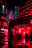 Placeholder: pos-apocalyptic cyberpunk city, a plubicity showing the number "2222", illuminated red neon, dark, high contrast