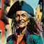 Placeholder: create an imaginative aged female, ornately dressed Turkish pirate with finely detailed facial features, short dreadlock hair, in the backstreets of Istanbul, in the comic book art style of Bill Sienkiewicz, Mike Mignola, and Jean Giraud Moebius, finely textured, drawn, colored, and inked