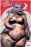 Placeholder: SNIFFIN’ GLUE magazine high res photo cover by Ralph Steadman: special bombshell in agent provocateur for her with curvy tattoos issue; guest star : Bebop and Rocksteady