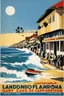 Placeholder: VISIT LANDIFORNIA [Affiches vintage by Gary Godel] Famous iconic landifornia estacade de Capbreton, entrée du port sous les vagues