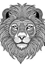 Placeholder: lion face pattern, black and white coloring book drawing, only thin outlines, no grayscale, no shadows, for adult coloring book