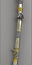 Placeholder: A long silver and Gold spear weapon with a rose at the handle and thorns up the poll, realistic, fantasy,