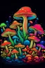 Placeholder: outline art for midnight, mushrooms, colorful, sketch style, clean art