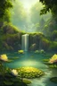 Placeholder: Rain, rocks, gardens, ponds, fern color lotus leaves, fern color lotus flowers, HD Cinematic color