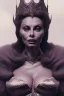 Placeholder: Sophia Loren as evil queen in black leather, cleavage, angry, stern look. character design by cory loftis, fenghua zhong, ryohei hase, ismail inceoglu and ruan jia. unreal engine 5, artistic lighting, highly detailed, photorealistic, fantasy