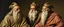 Placeholder: master oil painting by Rembrandt realistic rendering Portrait of the Apkallu sages who were sent by the god Ea to teach civilization to humanity before the flood. They were depicted as half-human and half-fish or bird, and were associated with wisdom, magic, and culture.