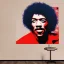 Placeholder: a realistic portrait of Jimi Hendrix at a turntable with headphones on being a DJ, vivid color