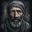 Placeholder: A an is of Moroccan Man wearing a fix , Hyper Realistic Aerial Grungy Dark-Grey Brush strokes on a dark rustic background with charcoals