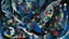 Placeholder: A dark blue chaotic realm with pixies painted by Wassily Kandinsky