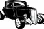 Placeholder: black 1932 ford hotrod, black line drawing on white, vector