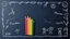 Placeholder: Blackboard design with a bunch of colored pencils in the middle of the image and children's writing and drawings on a blue background