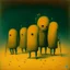 Placeholder: Style by Pawel Kuczynski and Squeak Carnwath and Zdzislaw Beksinski, dramatic '70s nightmare ultra sinister underground cartoon, shy anthropomorphic peanut men carrying guns,