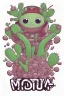 Placeholder: cute cartoon anime cactus sticker, anime style, white background color