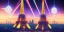 Placeholder: Eiffel tower made from diamonds . nebula in sky . flying cars passing by.