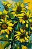 Placeholder: Sunflowers in the style of frank Auerbach