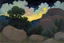 Placeholder: Night, clouds, trees, mountains, rocks, rodolphe wytsman impressionism paintings