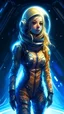 Placeholder: full body view, a woman in a space suit with a helmet on, armored astronaut girl, portrait anime space cadet girl, beautiful woman in spacesuit, girl in space, blonde girl in a cosmic dress, in spacesuit, futuristic astronaut, portrait beautiful sci - fi girl, glowwave girl portrait, scifi woman, wearing futuristic space gear, jen bartel, glowing spacesuit, pink