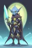 Placeholder: Dobby the elf as lich king world of Warcraft holding a sword