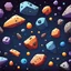 Placeholder: cartoon asteroids