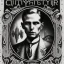 Placeholder: stamp from 1920s, cuthulhu mythos investigator, vampire journalist photo, underground , fine pencil